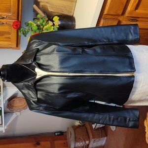New York & company black leather jacket size large excellent condition
